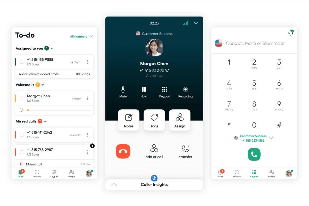 "Caller Insight" card UI in Aircall