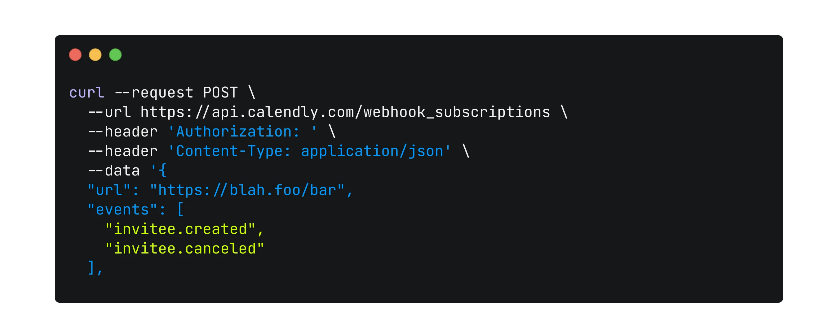 Screenshot of webhook code