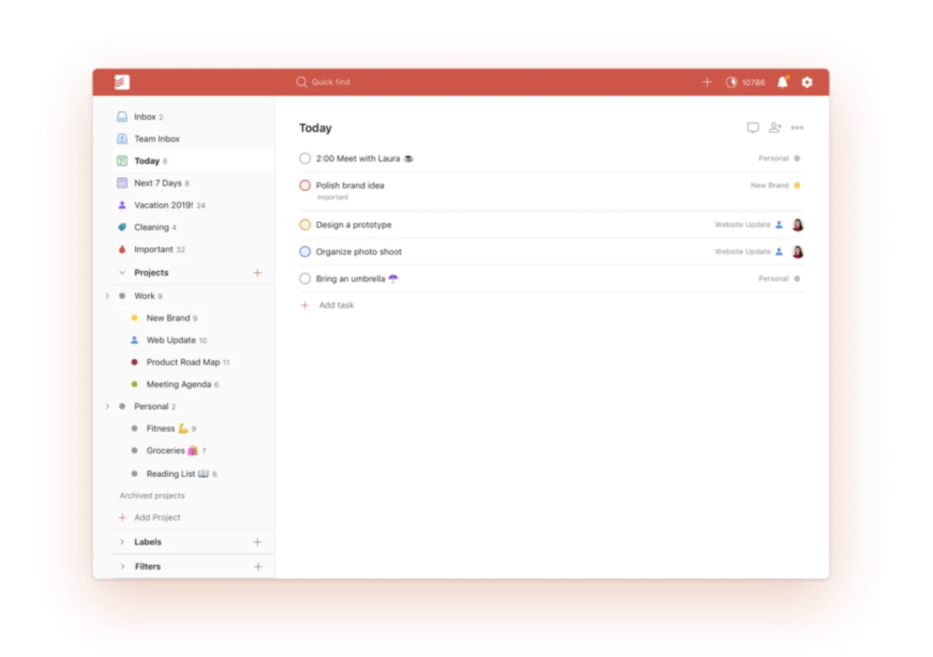 Todoist screenshot