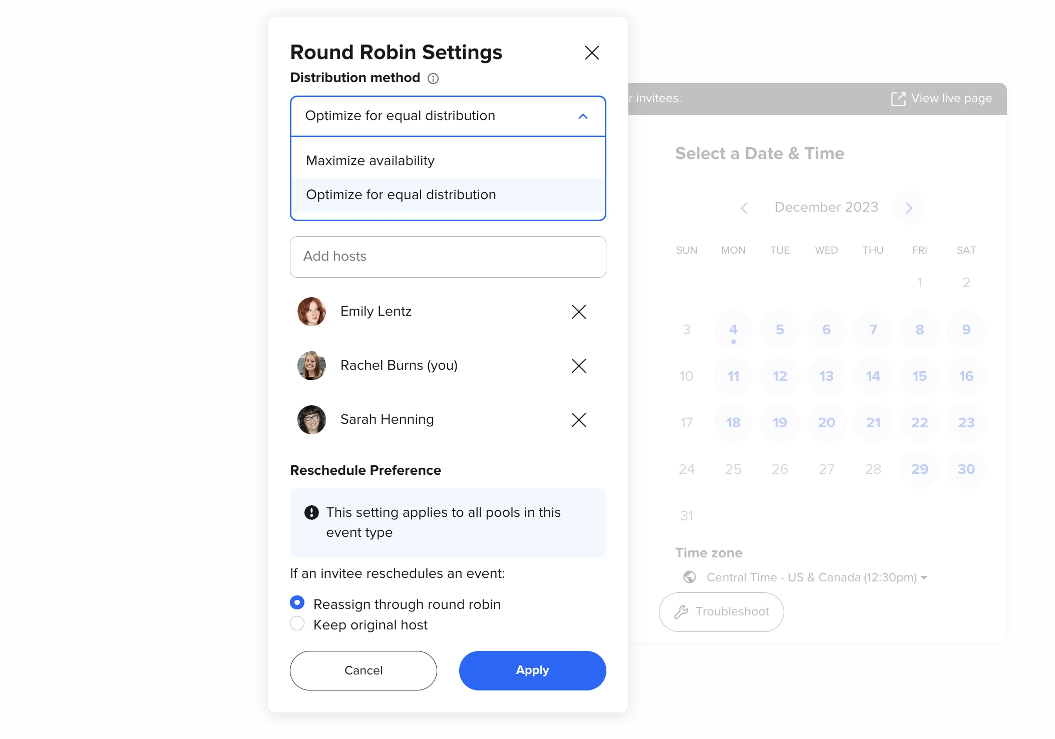 Round robin scheduling - equal distribution