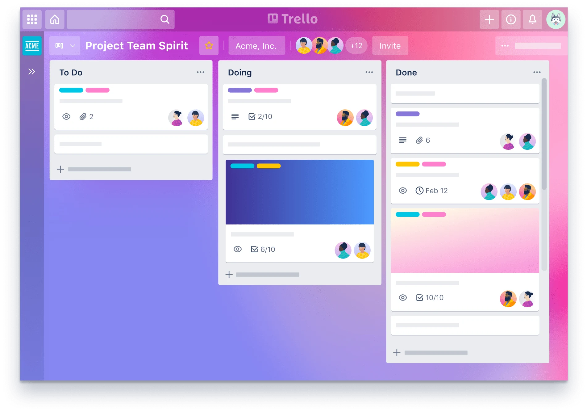 Trello dashboard